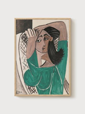 Picasso Style Cubist Wall Art poster in oak frame