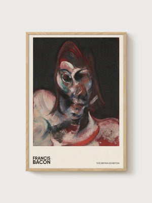Francis Bacon Faceless Portrait Painting poster in oak frame