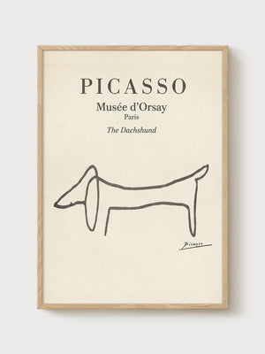 Picasso The Dachshund Poster poster in oak frame