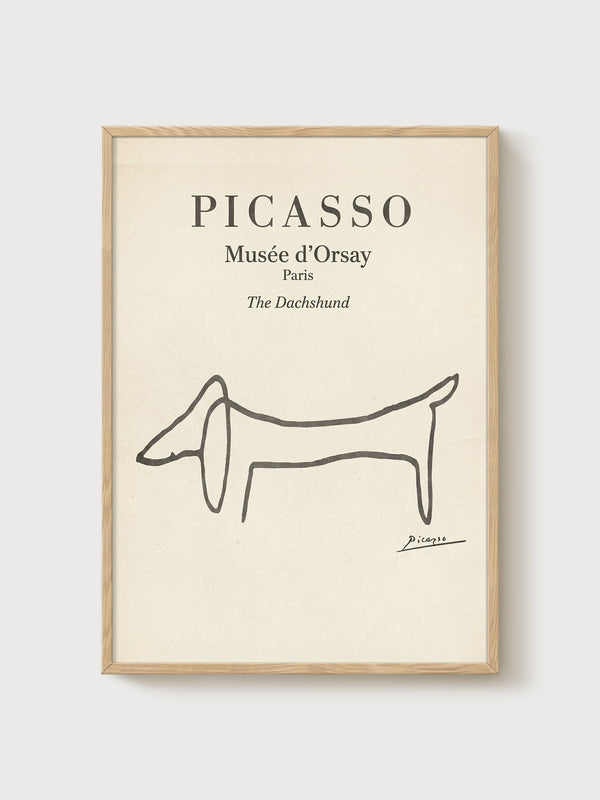 Picasso The Dachshund Poster poster in oak frame