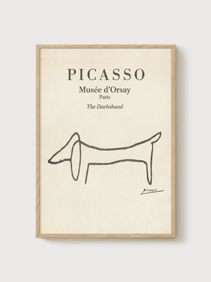 Picasso The Dachshund Poster poster in oak frame