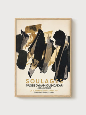 Soulages Gothic Art Poster poster in oak frame