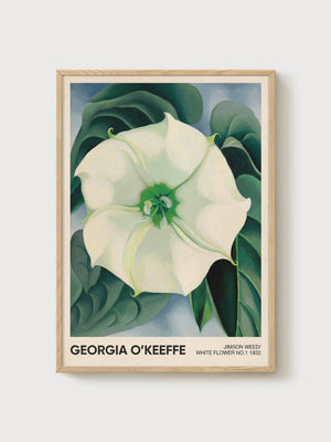 Georgia O'Keeffe Art Print poster in oak frame