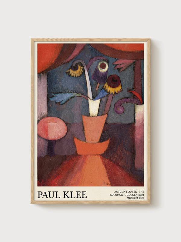 Paul Klee Autumn Flower Poster poster in oak frame