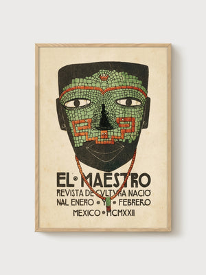 El Maestro Mexican Art Deco Poster poster in oak frame