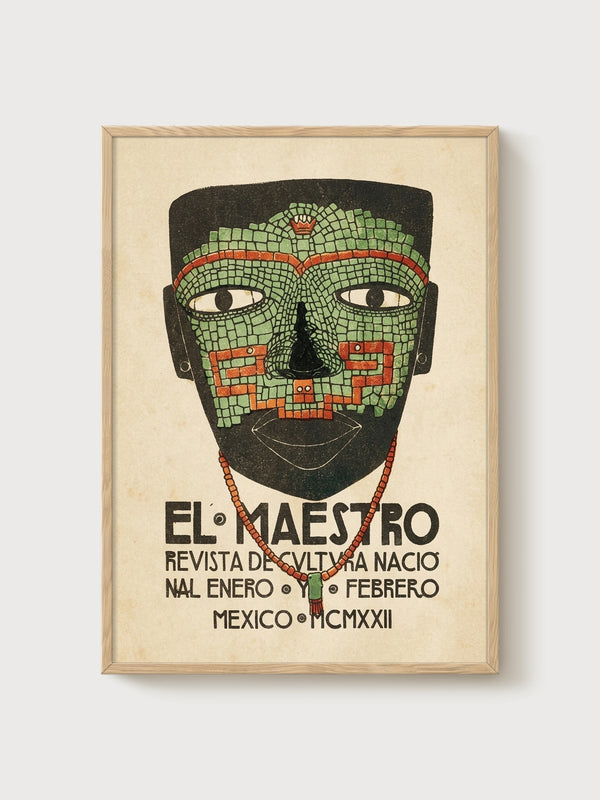 El Maestro Mexican Art Deco Poster poster in oak frame