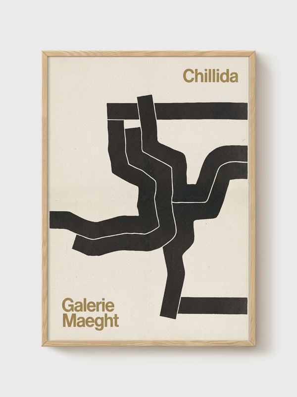 Chillida Abstract Wall Art poster in oak frame