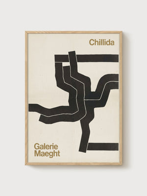 Chillida Abstract Wall Art poster in oak frame