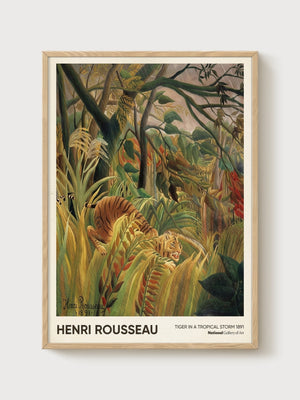 Henri Rousseau Tiger Print poster in oak frame