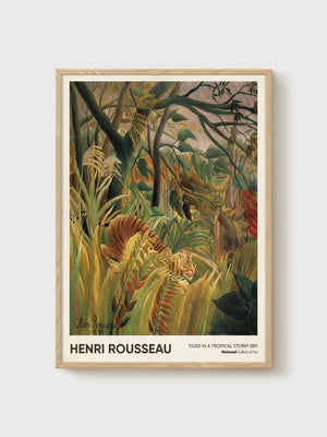 Henri Rousseau Tiger Print poster in oak frame