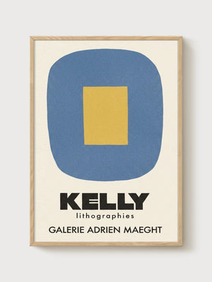 Ellsworth Kelly Bauhaus Print poster in oak frame