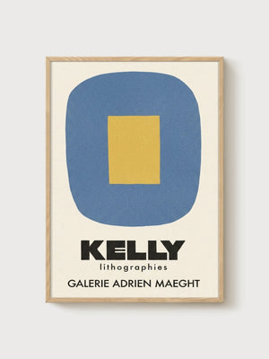 Ellsworth Kelly Bauhaus Print poster in oak frame