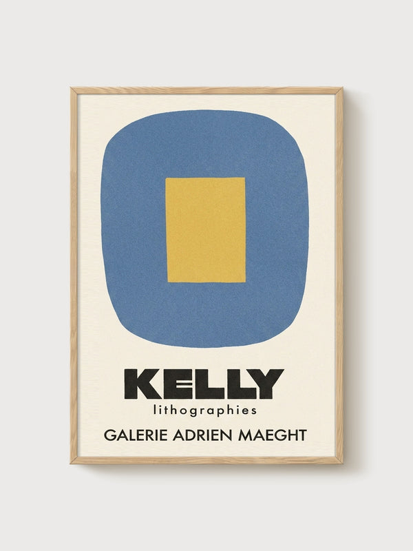 Ellsworth Kelly Bauhaus Print poster in oak frame