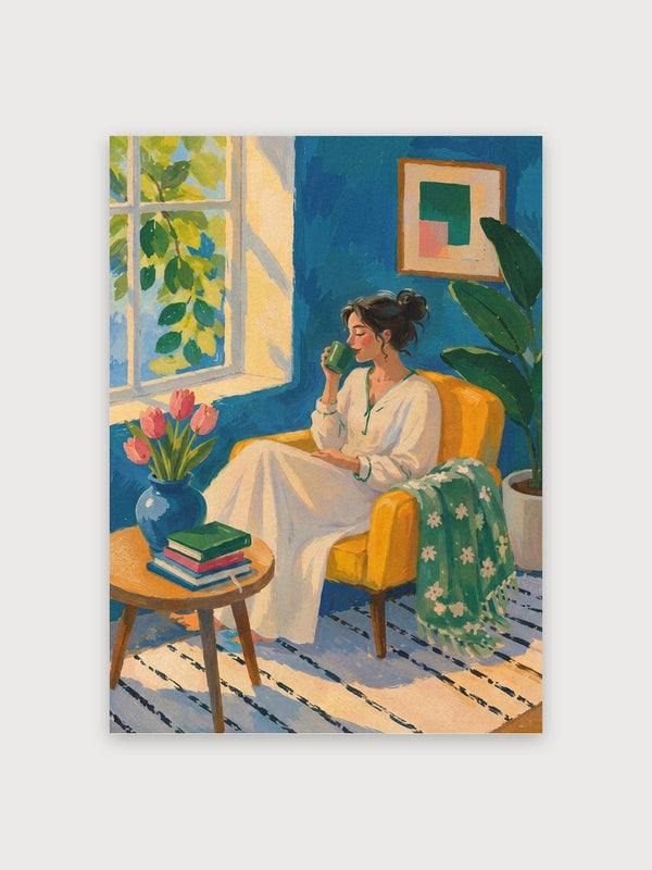 Woman Reading Morning Light Interior - Digital Download