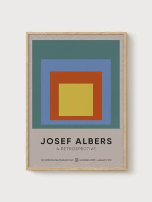 Josef Albers Bauhaus Print poster in oak frame