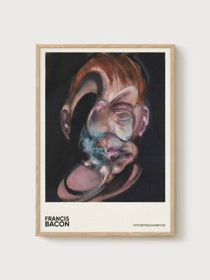 Francis Bacon Portrait Painting poster in oak frame