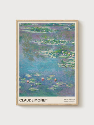 Claude Monet Water Lilies Print poster in oak frame