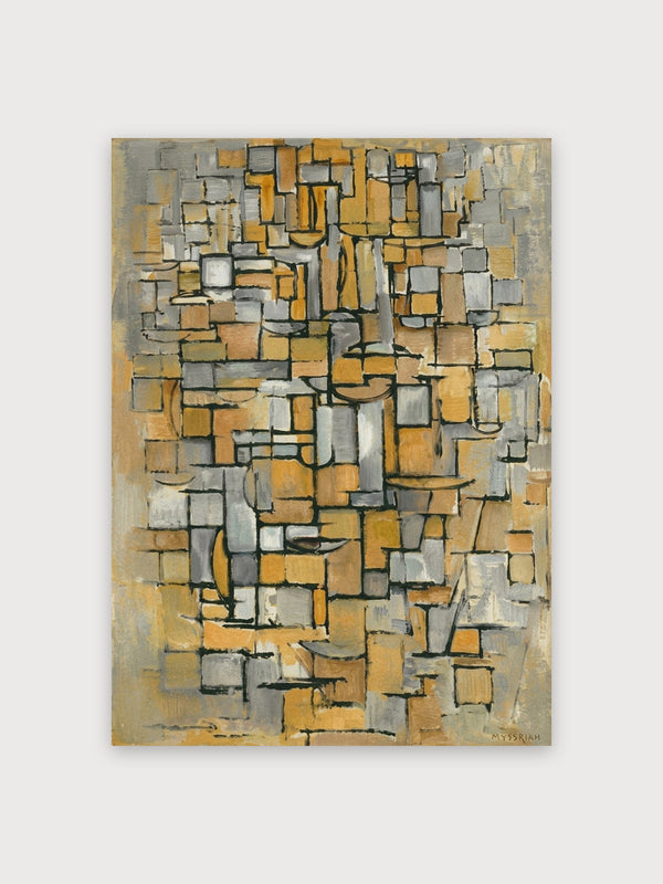 Geometric Abstract Composition Gold Gray - Digital Download