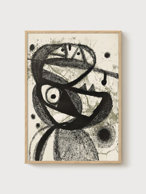 Abstract Ink Figure Print poster in oak frame