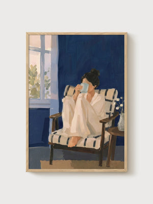 Japandi Wall Art poster in oak frame