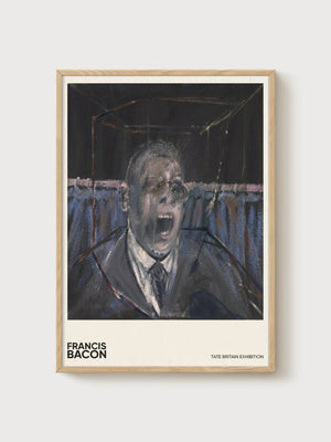 Francis Bacon Portrait Painting poster in oak frame