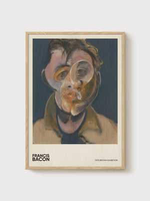 Francis Bacon Portrait Painting poster in oak frame