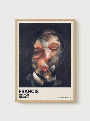 Francis Bacon Portrait Painting poster in oak frame