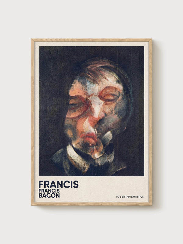 Francis Bacon Portrait Painting poster in oak frame
