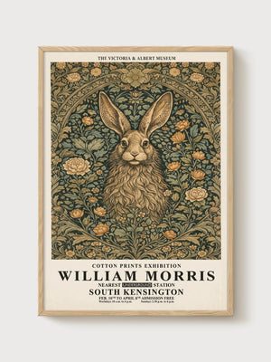 William Morris Print poster in oak frame