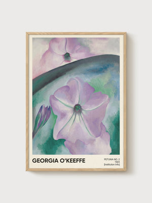 Georgia O'Keeffe Petunia Art Print poster in oak frame