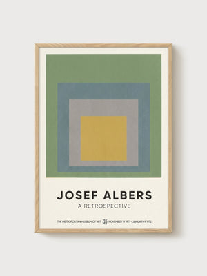 Josef Albers Bauhaus Print poster in oak frame