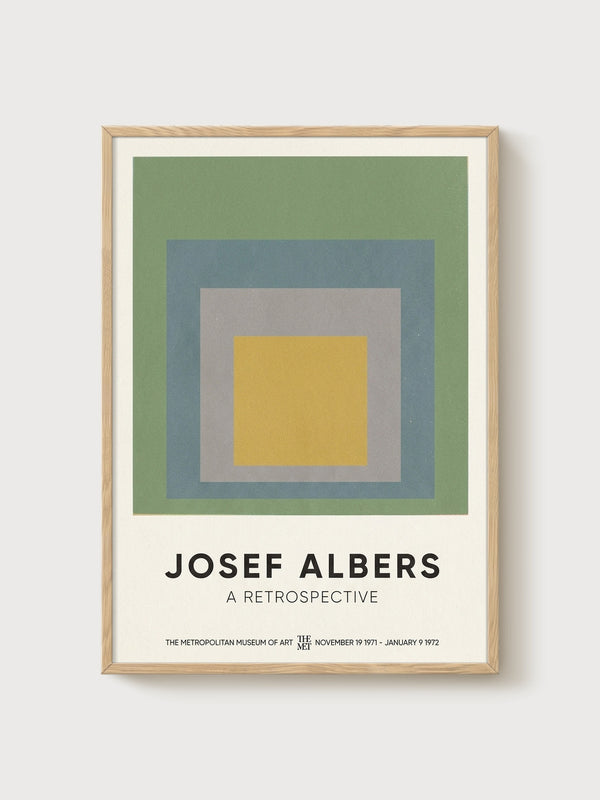 Josef Albers Bauhaus Print poster in oak frame