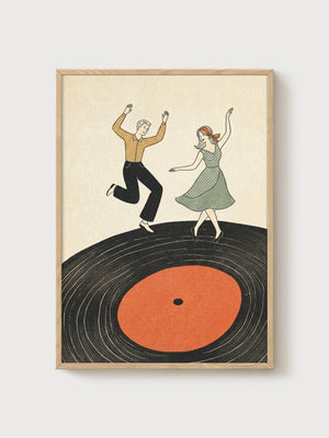 Retro Vinyl Record Poster poster in oak frame