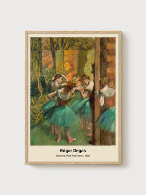 Edgar Degas Dancers Pink And Green Poster poster in oak frame