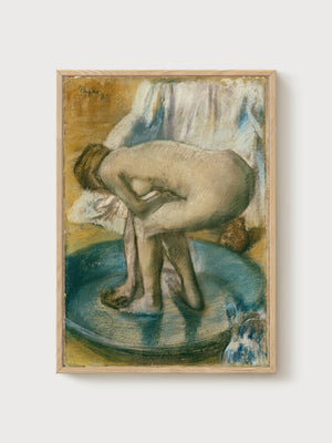 Edgar Degas Woman in a Tub Watercolor Portrait Print poster in oak frame