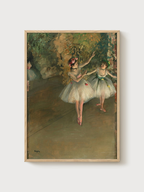 Edgar Degas Two Ballerinas Poster poster in oak frame