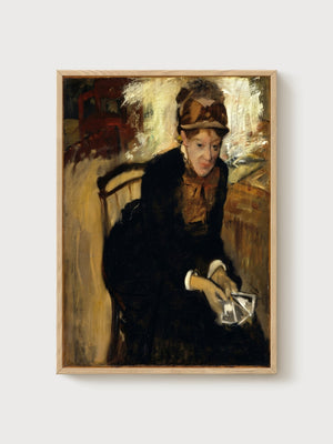 Mary Cassatt Faceless Portrait Painting by Edgar Degas poster in oak frame