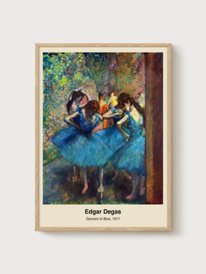 Edgar Degas Dancers In Blue Poster poster in oak frame