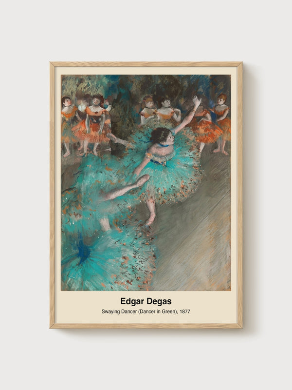 Edgar Degas Swaying Dancer in Green Poster poster in oak frame