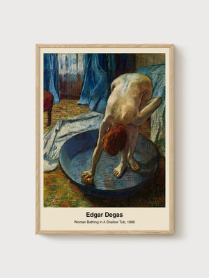 Edgar Degas Woman Bathing In A Shallow Tub Poster poster in oak frame