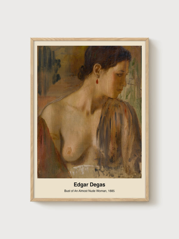 Edgar Degas Bust of an Almost Nude Woman Print poster in oak frame