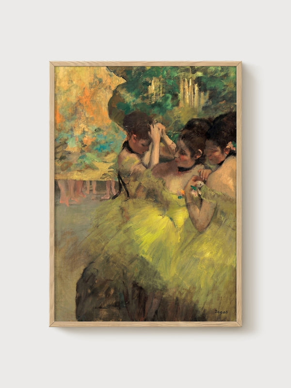 Edgar Degas Yellow Dancers Print poster in oak frame