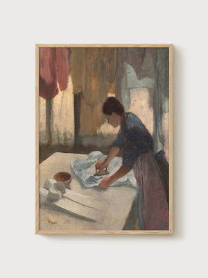 Woman Ironing Edgar Degas Poster poster in oak frame