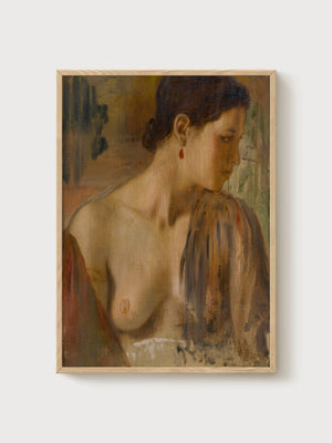 Edgar Degas Bust of an Almost Nude Woman Print poster in oak frame