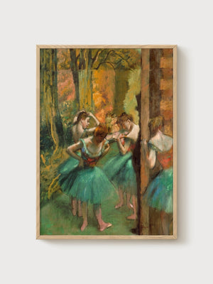 Edgar Degas Dancers Pink And Green Poster poster in oak frame