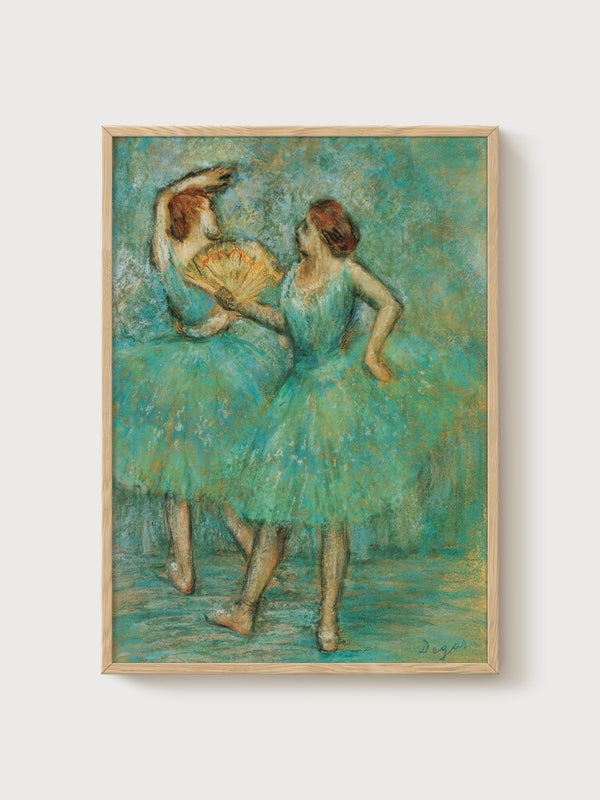 Edgar Degas Two Dancers Poster poster in oak frame