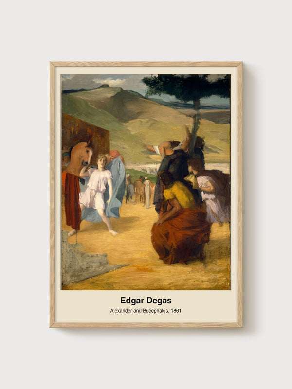 Alexander the Great Horse Painting poster in oak frame