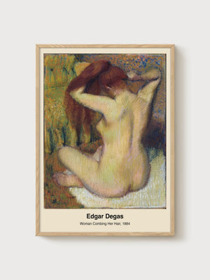 Edgar Degas Woman Combing Her Hair Poster poster in oak frame