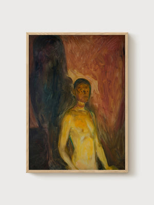 Edvard Munch Self-Portrait In Hell Poster poster in oak frame