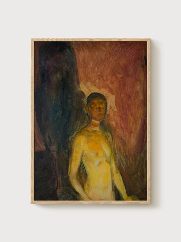 Edvard Munch Self-Portrait In Hell Poster poster in oak frame